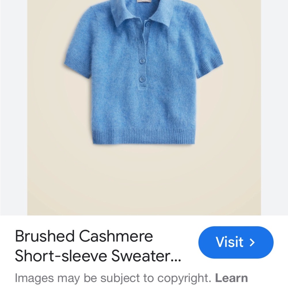 J. Crew Blue Periwinkle Brushed Cashmere Polo  Sweater MSRP $150 Medium